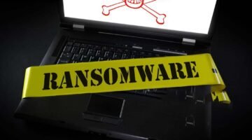 Komputer laptop dengan rekaman TKP Ransomware 