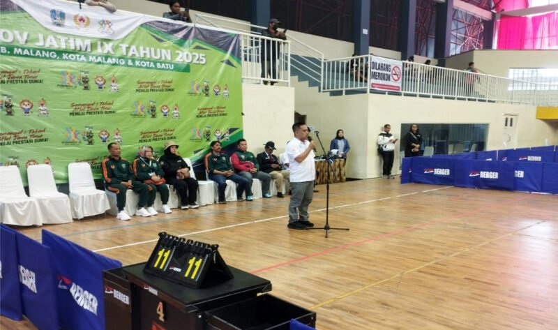 Foto - 
Moh. Sabiq Irwan (Ketua Bidang Organisasi Pengprov PTMSI Jawa Timur) Yang Mewakili Ketua Umum Saat Membuka Cabor Tenis Meja Dalam Porprov IX Jawa Timur 2025 Di GOR Gajah Mada, Kota Batu (PTMSI Jatim/Jatim.co)