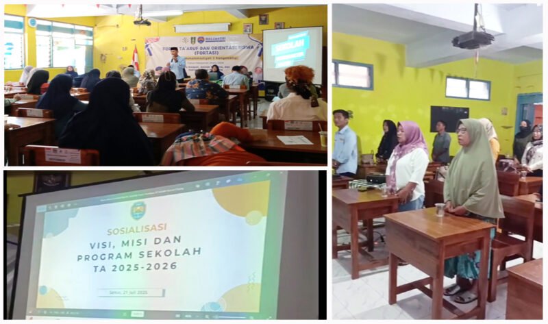 MPLS Pada Orang Tua - Forum Pengenalan dan Orientasi sekolah SMP Muhammadiyah 3 Banyuwangi juga melibatkan orang tua murid sebagai peserta agar terjalin harmonisasi dan komunikasi kegiatan belajar mengajar yang kondusif (Foto : SMP Mugawangi/Jatim.co)