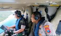 Patroli Udara Kapolresta Banyuwangi Bersama Danrem 083/Baladhika Jaya Di Selat Bali, Pantau Upaya Pencarian Korban Kapal Tenggelam