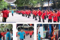 Senam Anak Indonesia Hebat - Guru bersama siswa kelas 1 hingga kelas 9 berbaris rapi dengan seragam olahraga melaksanakan Senam Anak Indonesia Hebat 2025 sesuai amanat dari Kemendikdasmen dalam Peringatan Hari Anak Nasional (HAN) 2025 (Foto : Istimewa/Jatim.co)