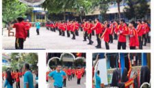 Senam Anak Indonesia Hebat - Guru bersama siswa kelas 1 hingga kelas 9 berbaris rapi dengan seragam olahraga melaksanakan Senam Anak Indonesia Hebat 2025 sesuai amanat dari Kemendikdasmen dalam Peringatan Hari Anak Nasional (HAN) 2025 (Foto : Istimewa/Jatim.co)
