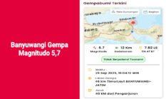Gempa 5,7 SR Guncang Banyuwangi, Getarannya Terasa sampai Malang dan Bali